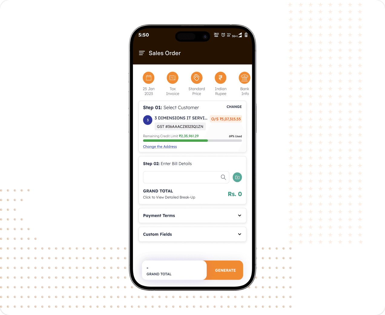 Outstanding and credit limit controls