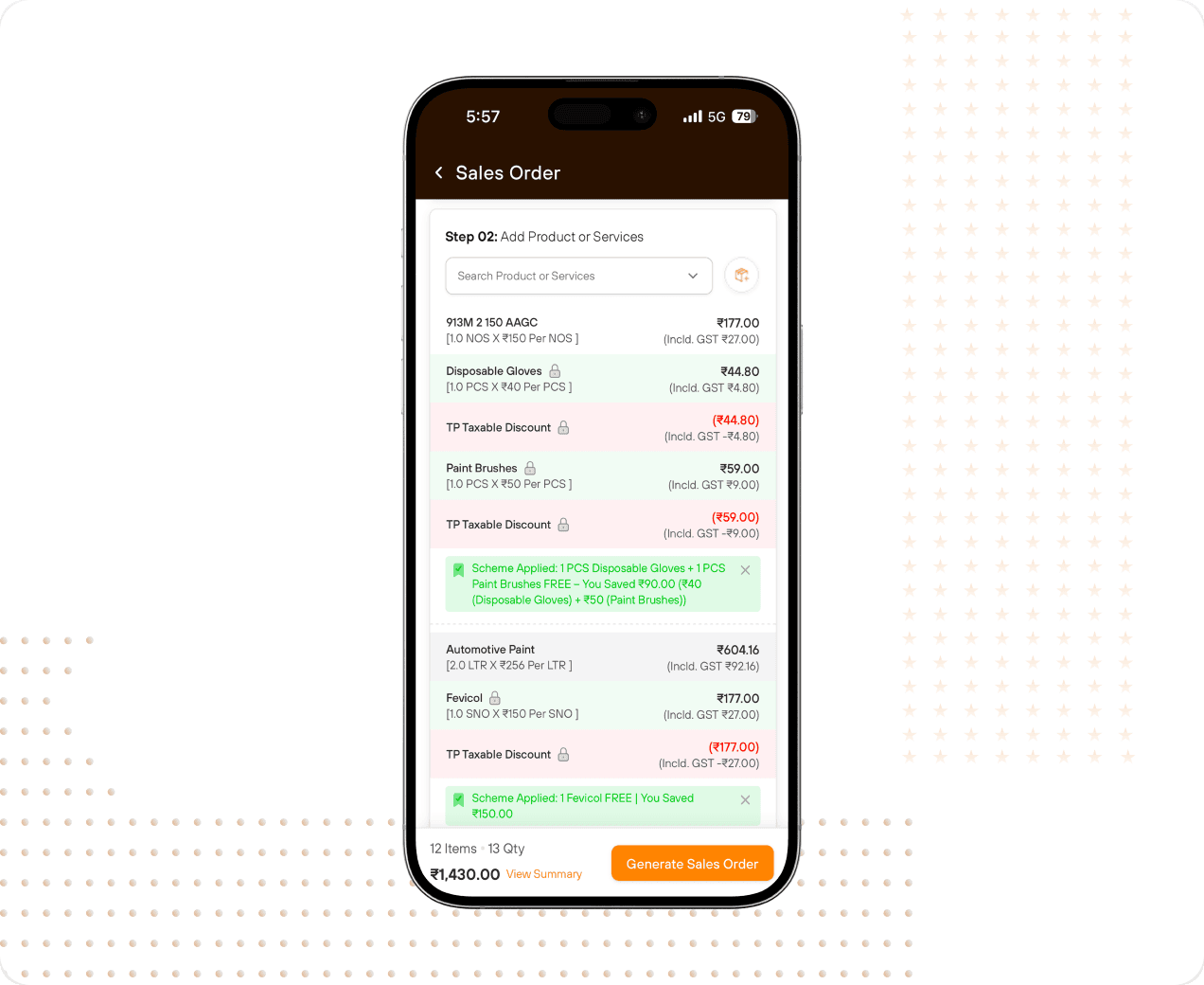 Automatic scheme calculation on an order